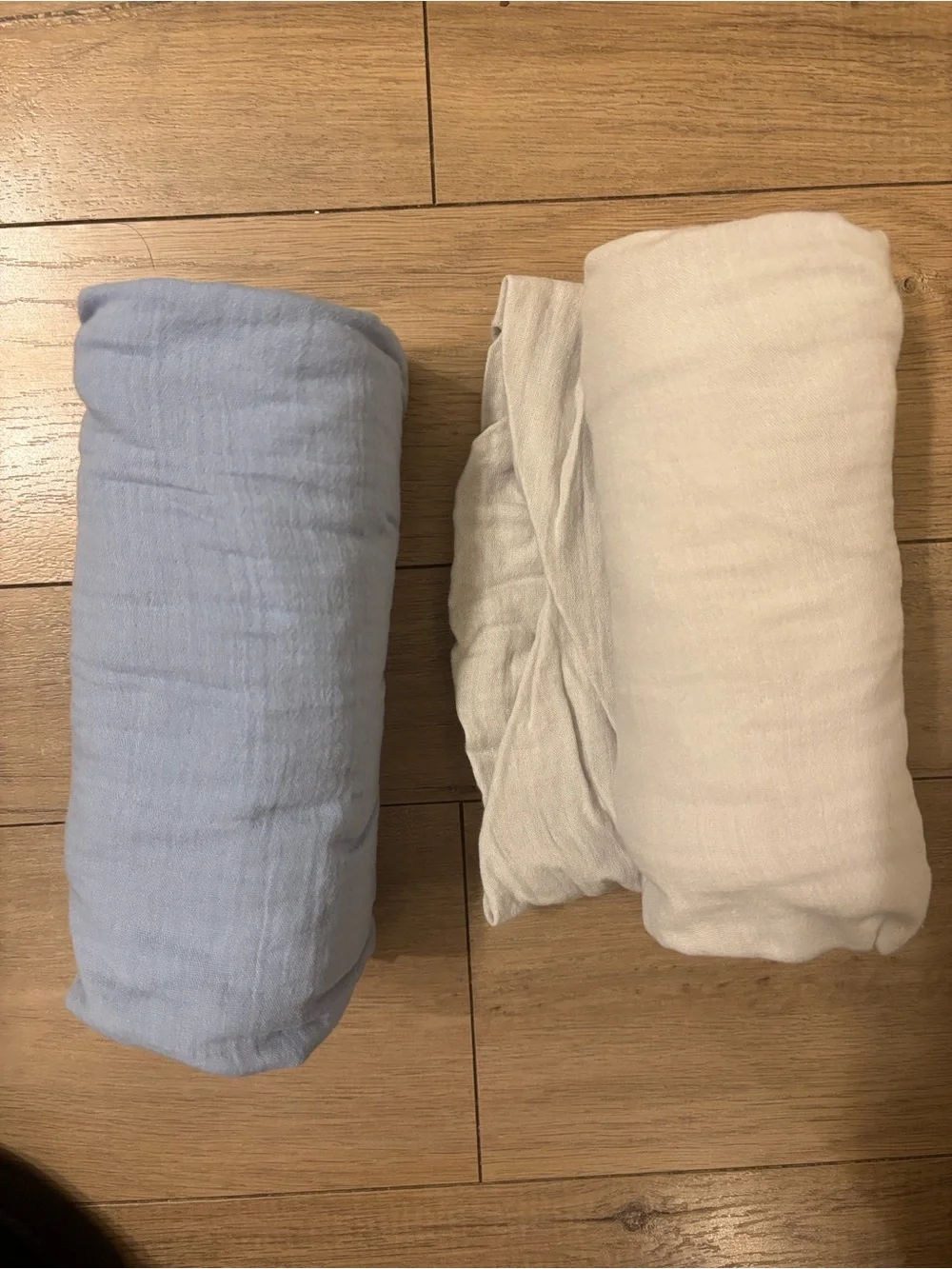 Cottonsis Muslin Crib Sheets - Dreamy Blue and Cloudy Gray Organic Cotton NWT